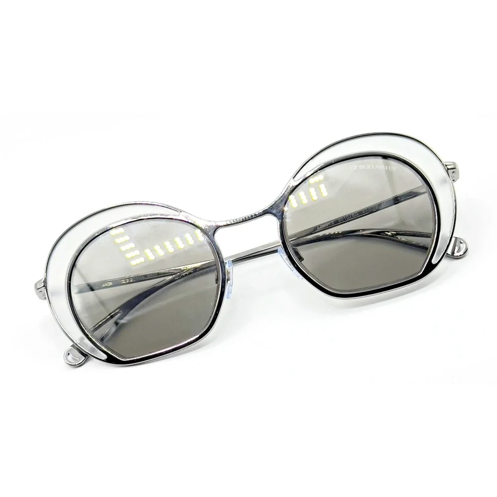 Giorgio Armani Sunglasses AR6073 3010/6G Silver Cat Eye Frame Gray Lens 47mm